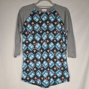 Lularoe Disney Randy T-Shirt Size Small Raglan 3/4 Sleeve Tee Mickey Mouse